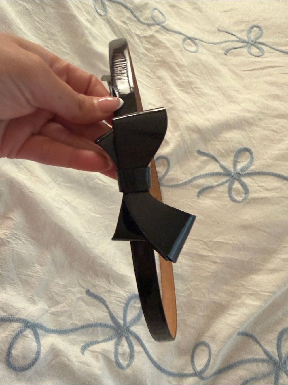 Valentino Garavani Black Patent Bow Belt